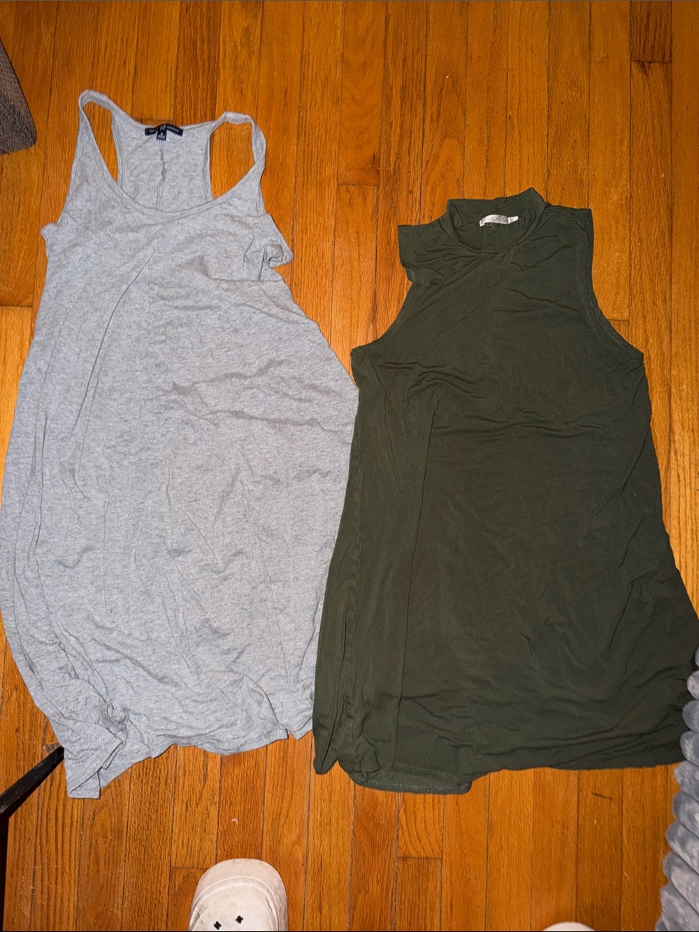 Women’s Sleeveless Mock Neck Tank Top - Olive Green and Gap Grey Tank Dress Med